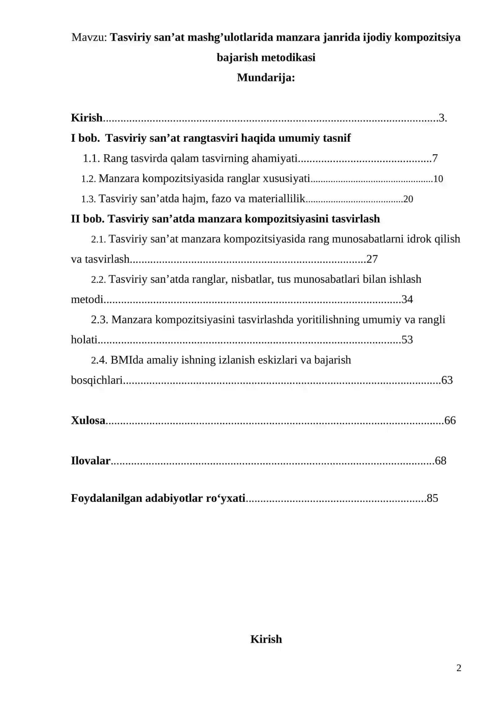 Tasviriy san’atda manzara kompozitsiyasini tasvirlash (moy bo'yoqda) BMI 2