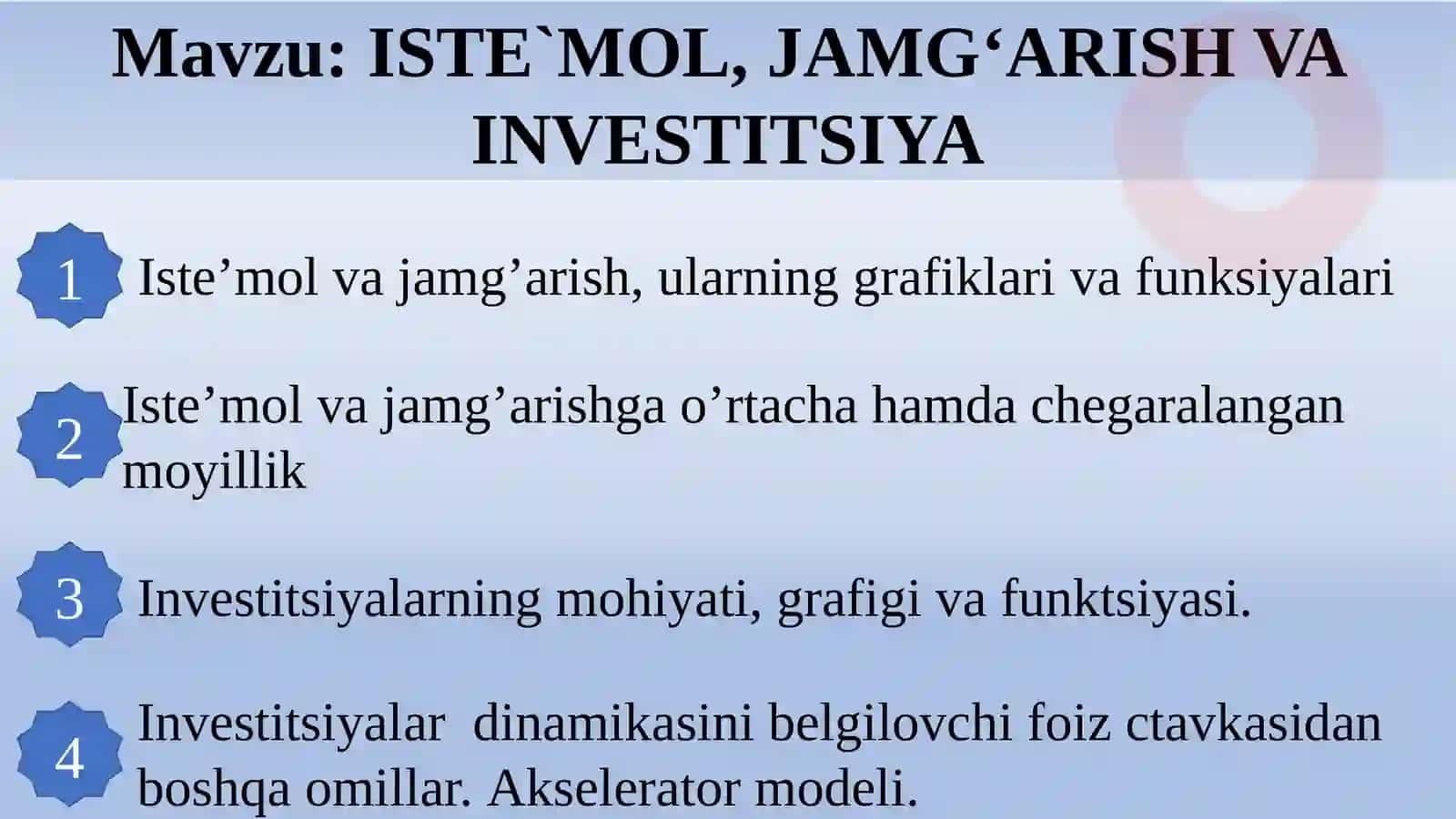 ISTE`MOL, JAMG‘ARISH VA INVESTITSIYA 2