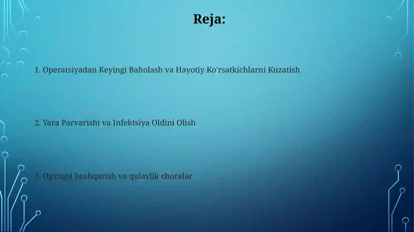 Jarrohlik amaliyotidan keyingi bemorlarni parvarishi va ularning nazorati 2