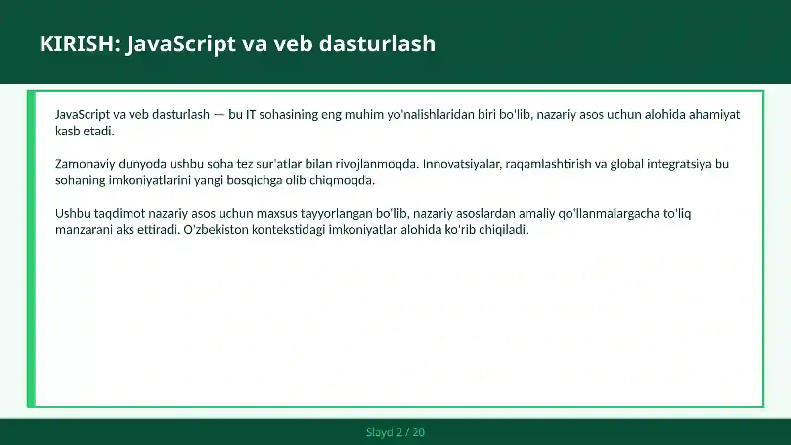 JavaScript va veb dasturlash 2
