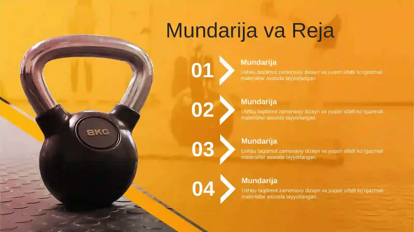 Og'ir Atletika va Jismoniy Chiniqish Mashg'ulotlari Taqdimoti (57 Slayd) 2