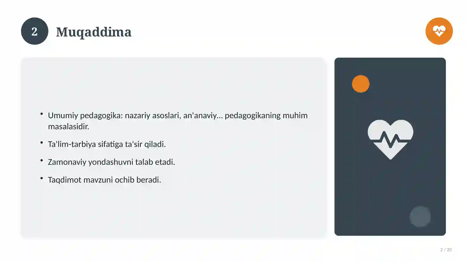 Umumiy pedagogika: nazariy asoslari, an'anaviy yondashuvda (Amaliyot hisoboti) 2