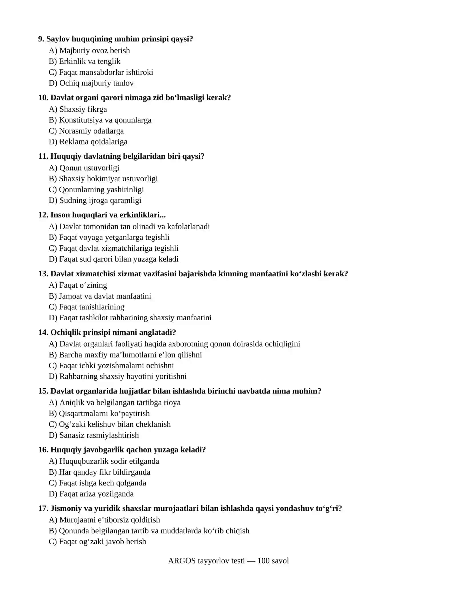 ARGOS USLUBIDAGI 100 TA TEST SAVOLI 2