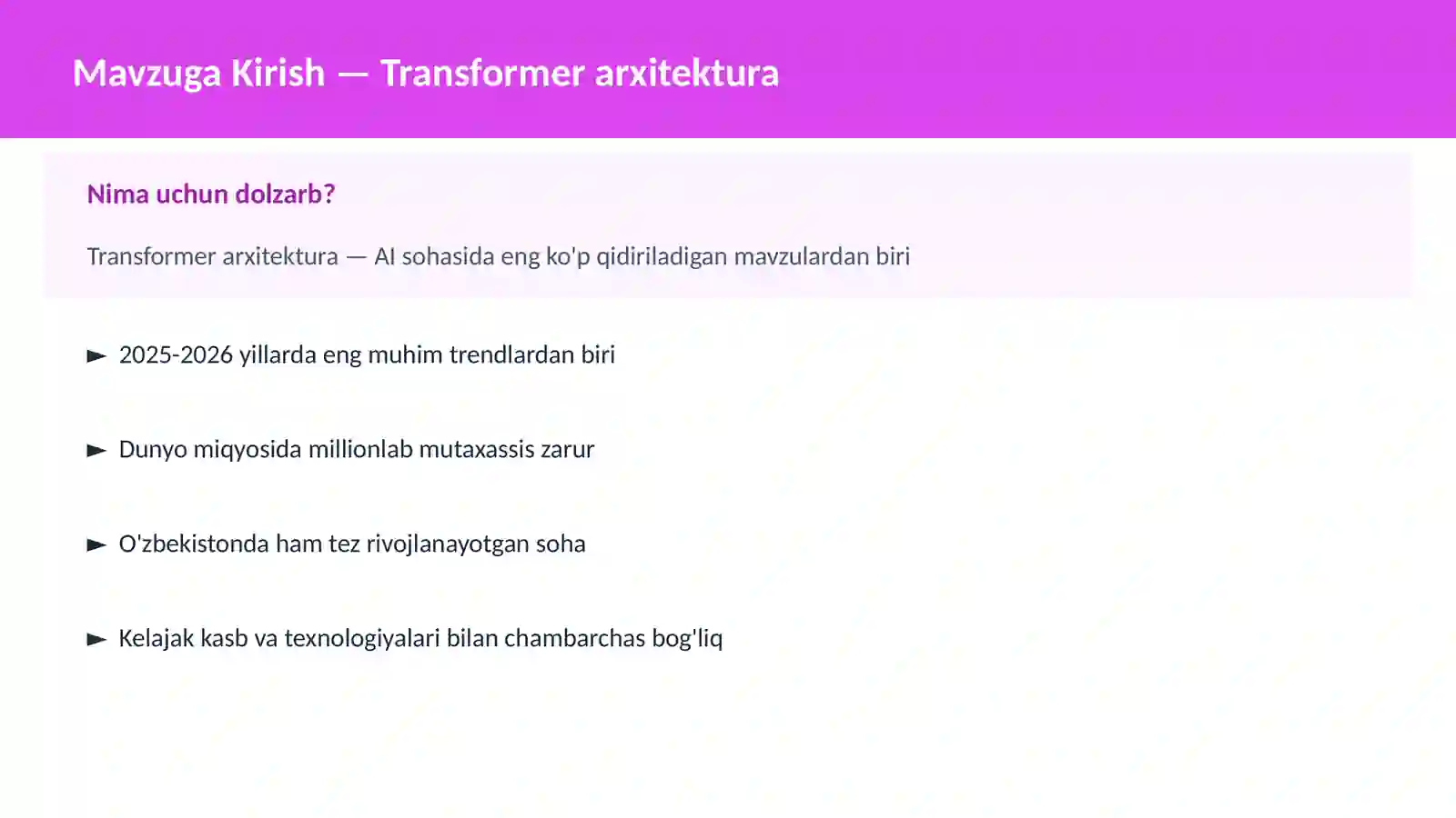 AI | DEEP LEARNING VA NEYRON TARMOQLAR 2