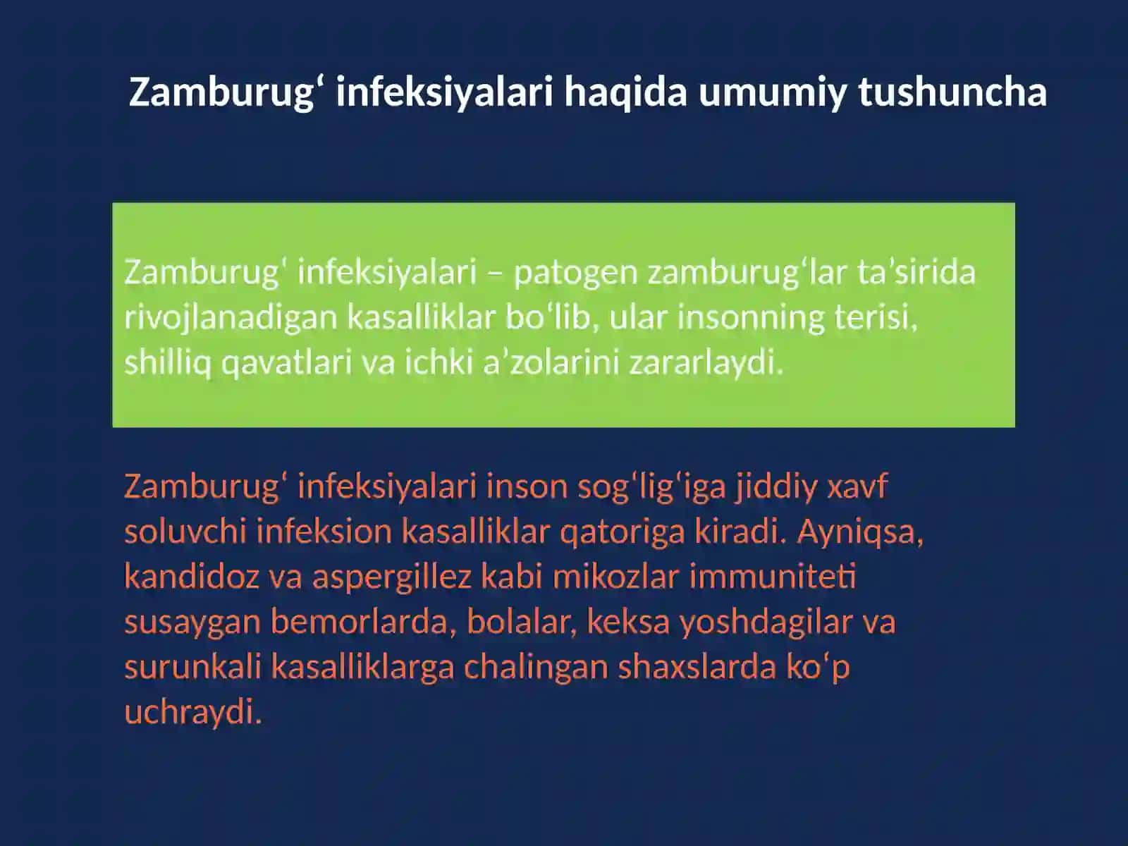 Zamburug‘ infeksiyalari (Kandidoz, Aspergillez) 2