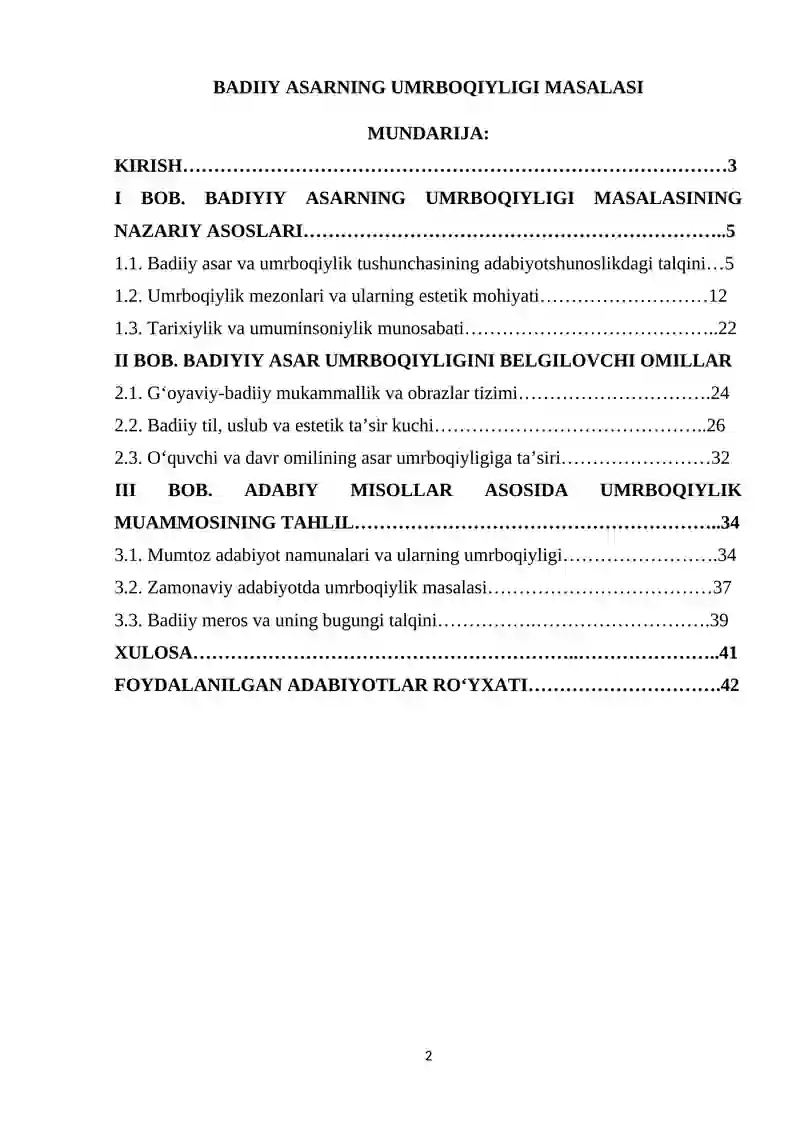 BАDIIY АSАRNING UMRBОQIYLIGI MАSАLАSI 2