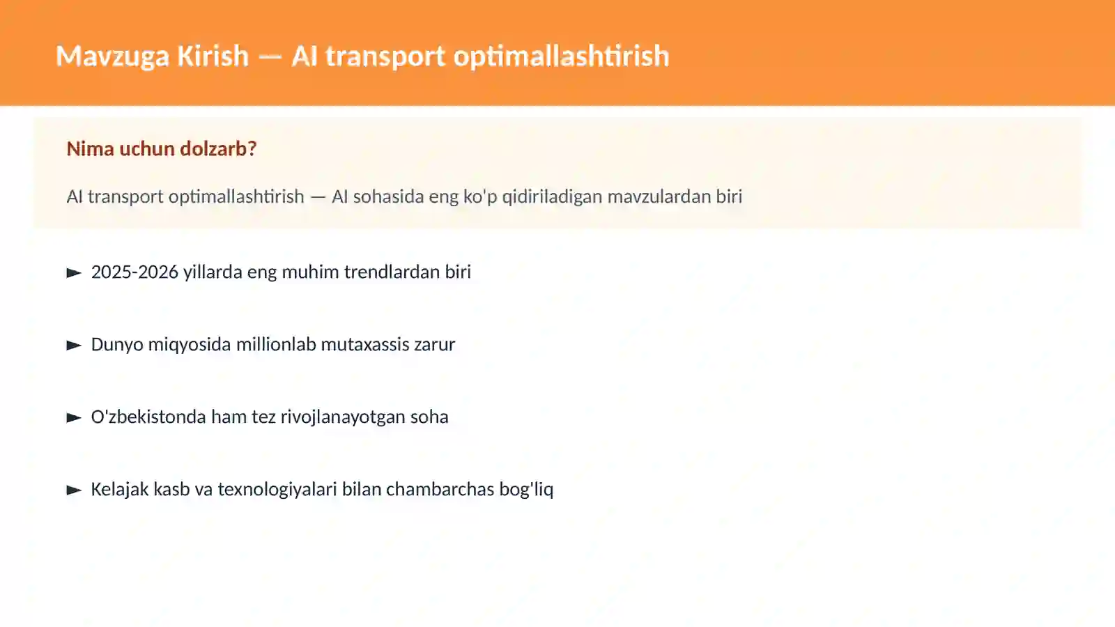 AI transport optimallashtirish 2