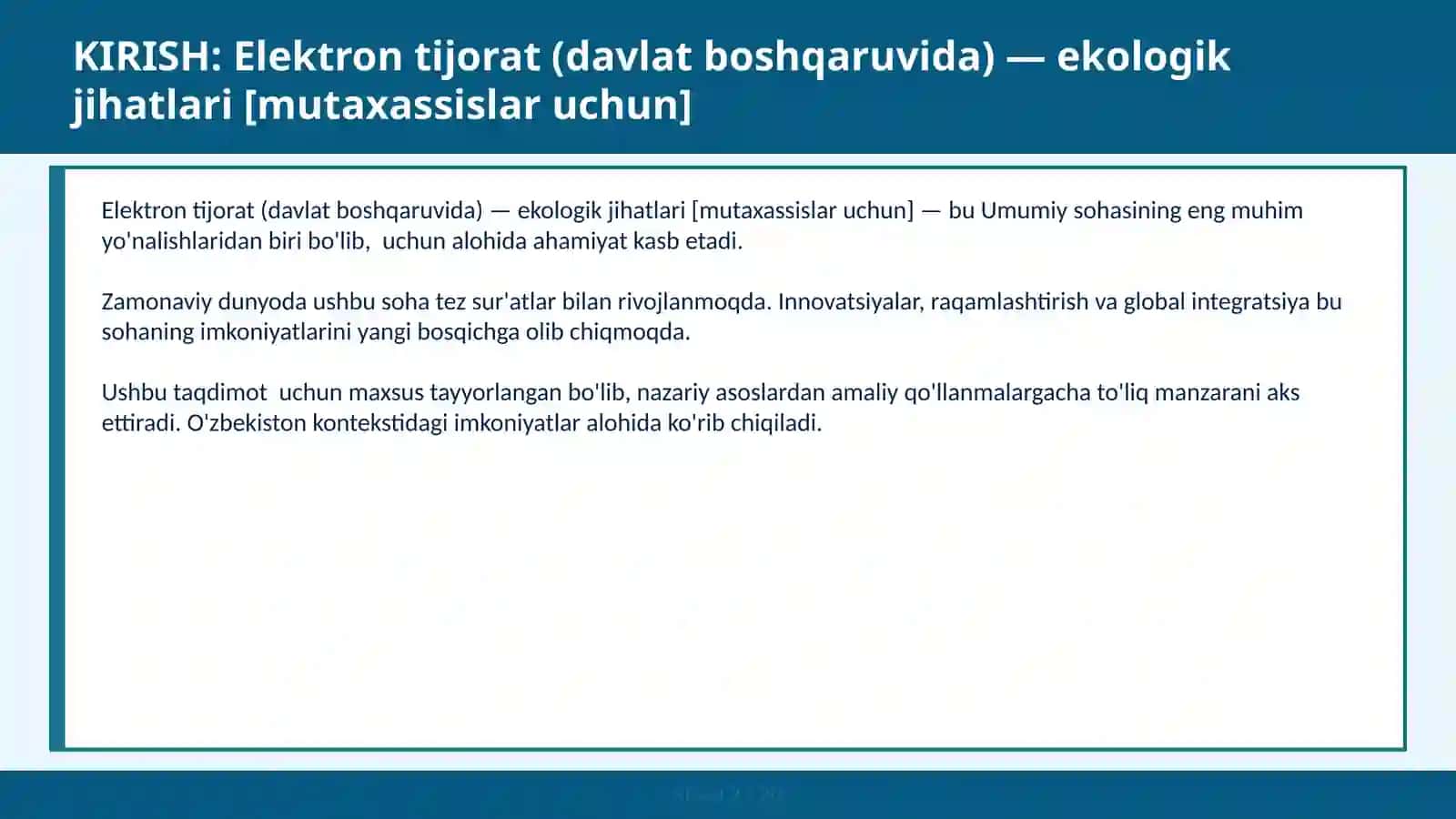 Elektron tijorat (davlat boshqaruvida) — ekologik jihatlari [mutaxassislar uchun] 2