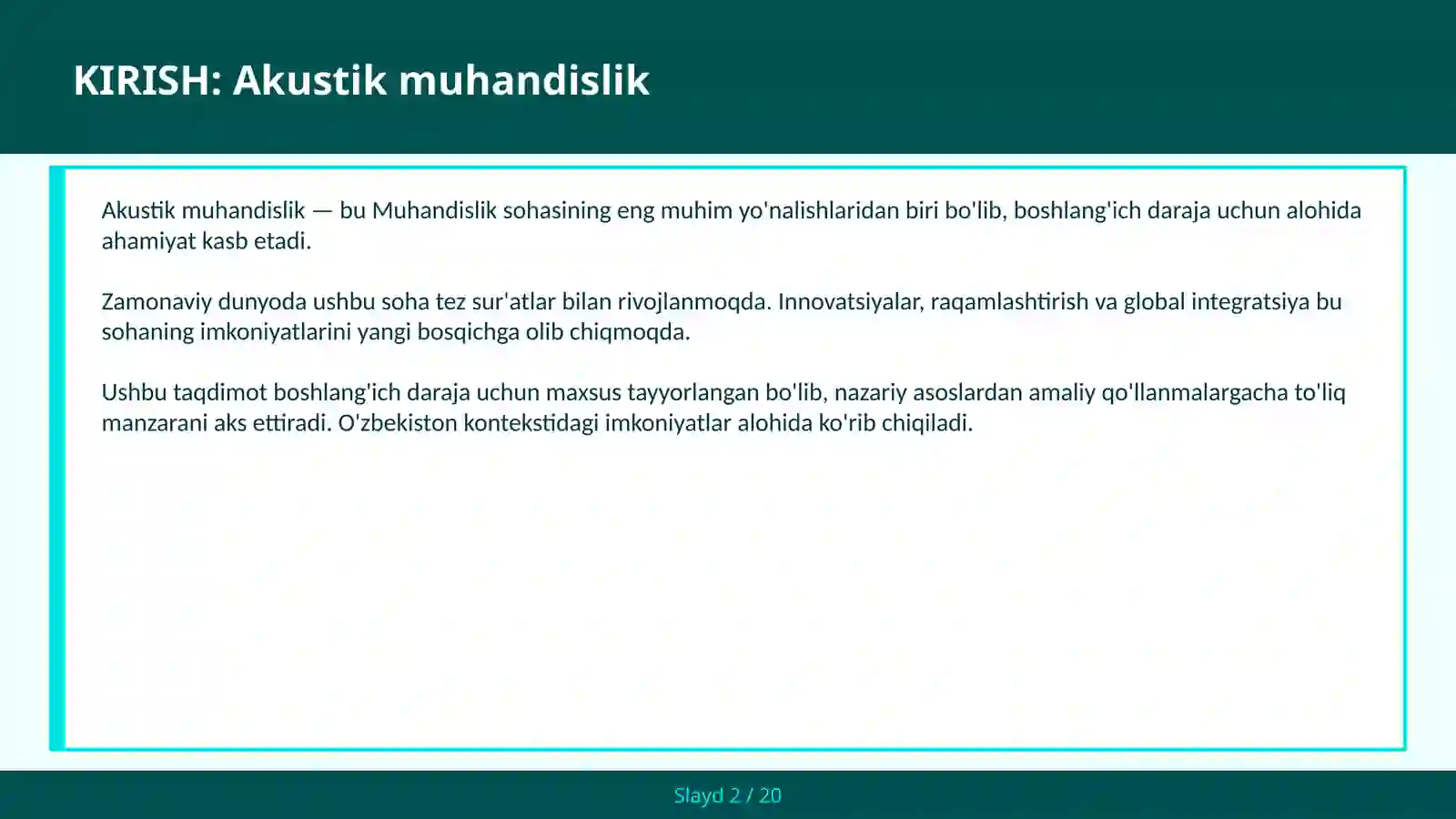 Akustik muhandislik 2