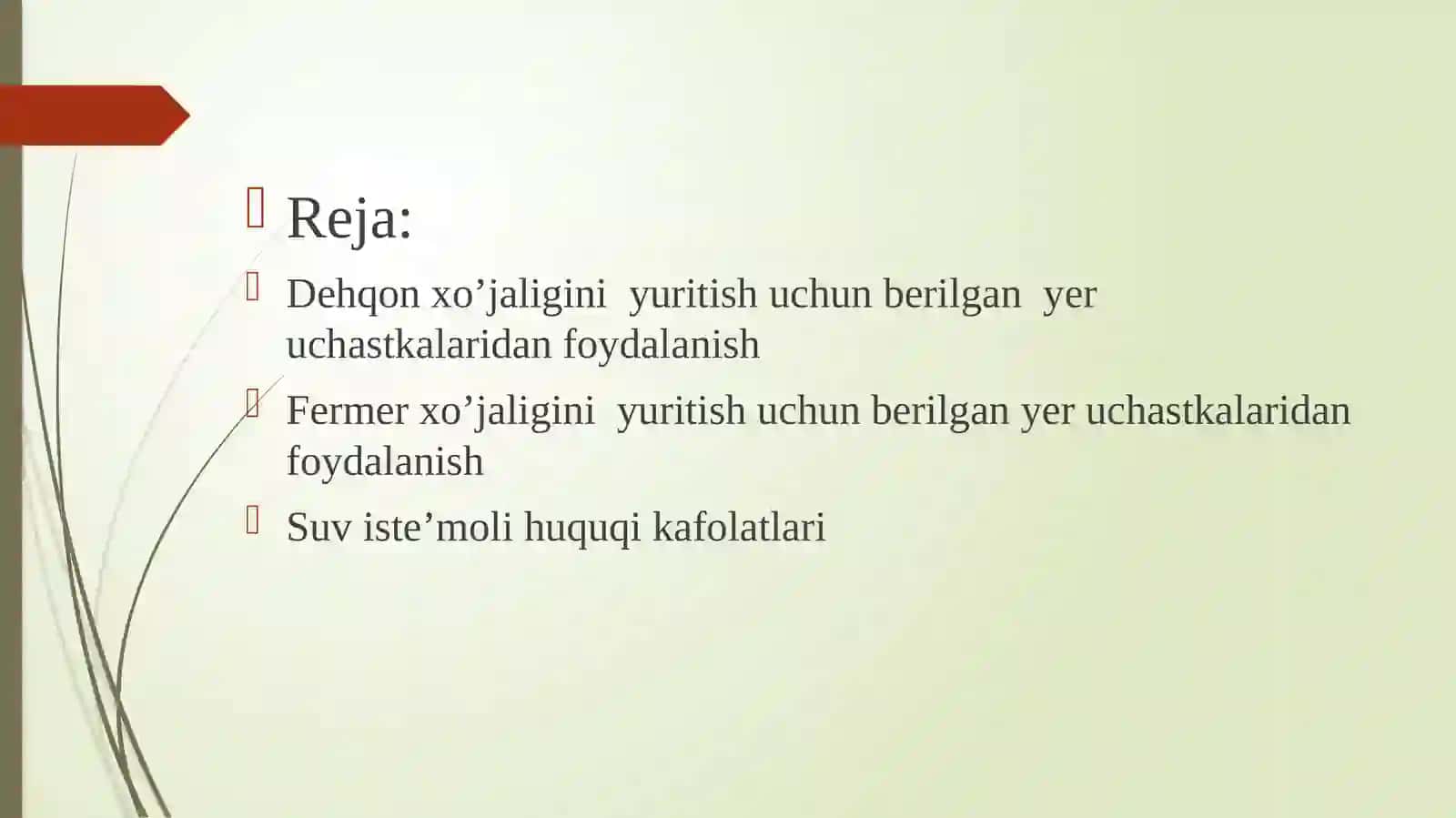 FERMER VA DEHQON XO’JALIKLARI TOMONIDAN YER UCHASTKALARIDAN FOYDALANISH HAMDA SUV ISTE’MOLI HUQUQI KAFOLATLARI TUSHUNCHALARI VA TURLARINING O’ZARO O’XSHASH HAMDA FARQLI JIHATLARI 2