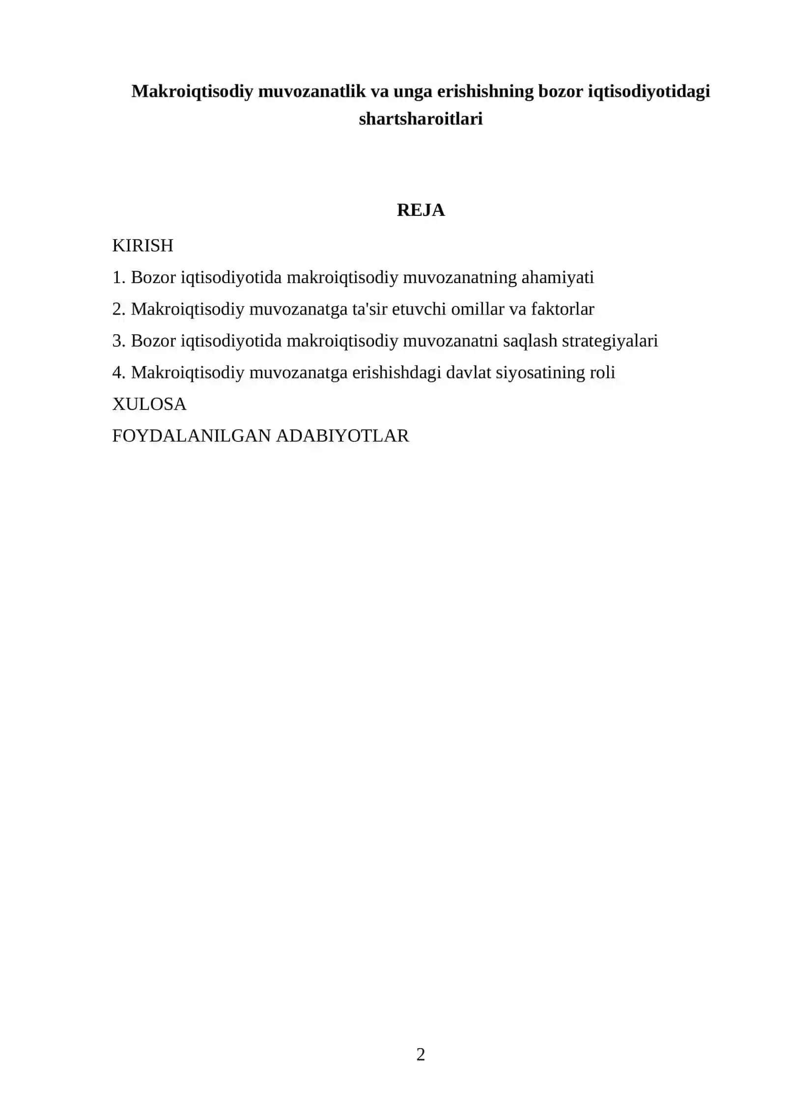 Bozor iqtisodiyotida makroiqtisodiy muvozanatning ahamiyati 2