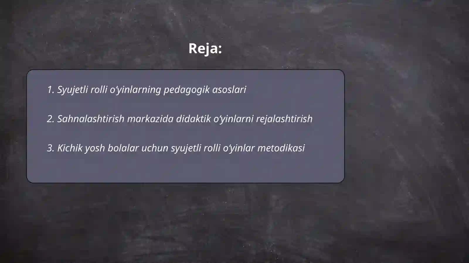 Syujetli rolli oʻyinlar va sahnalashtirish markazida didaktik óyinlar 2