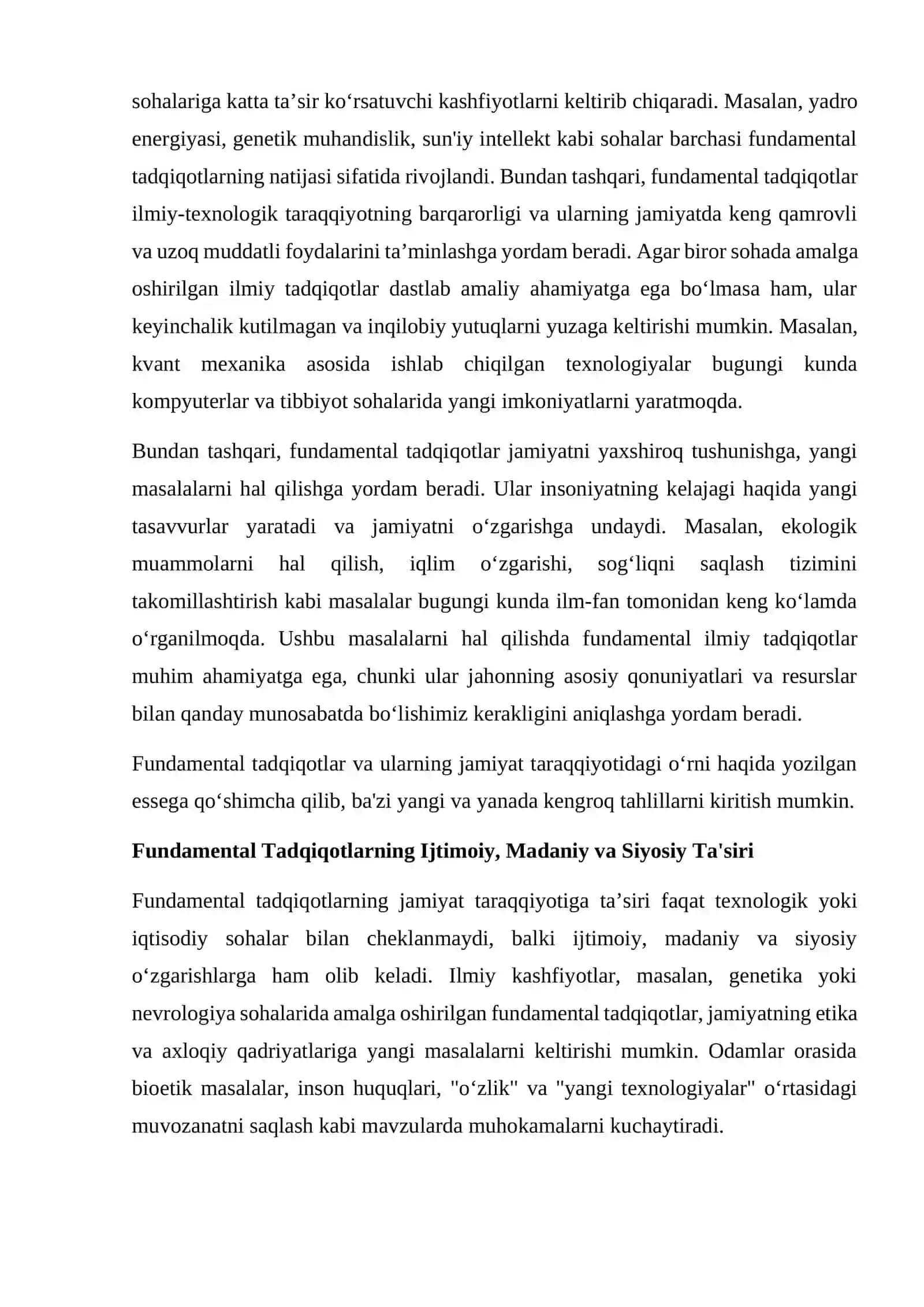 Fundamental Tadqiqotlar va ularning jamiyat taraqqiyotidagi o‘rni 2