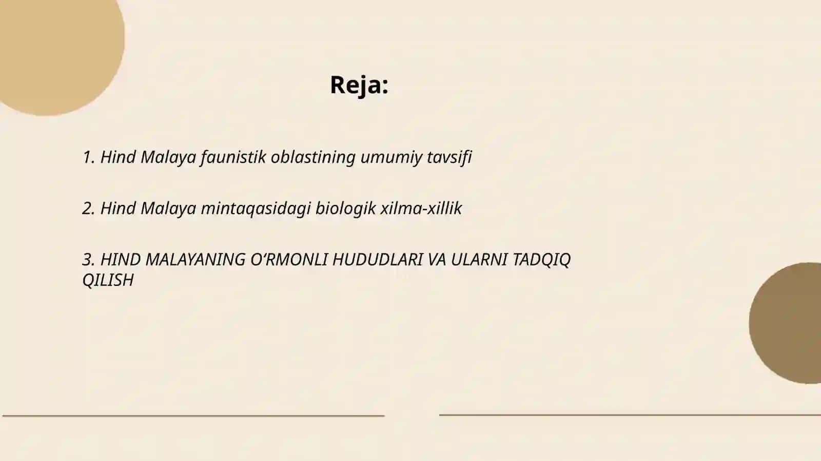 Hind Malaya faunistik oblasti va kichik oblastlari hayvonot dunyosini o'rganish 2