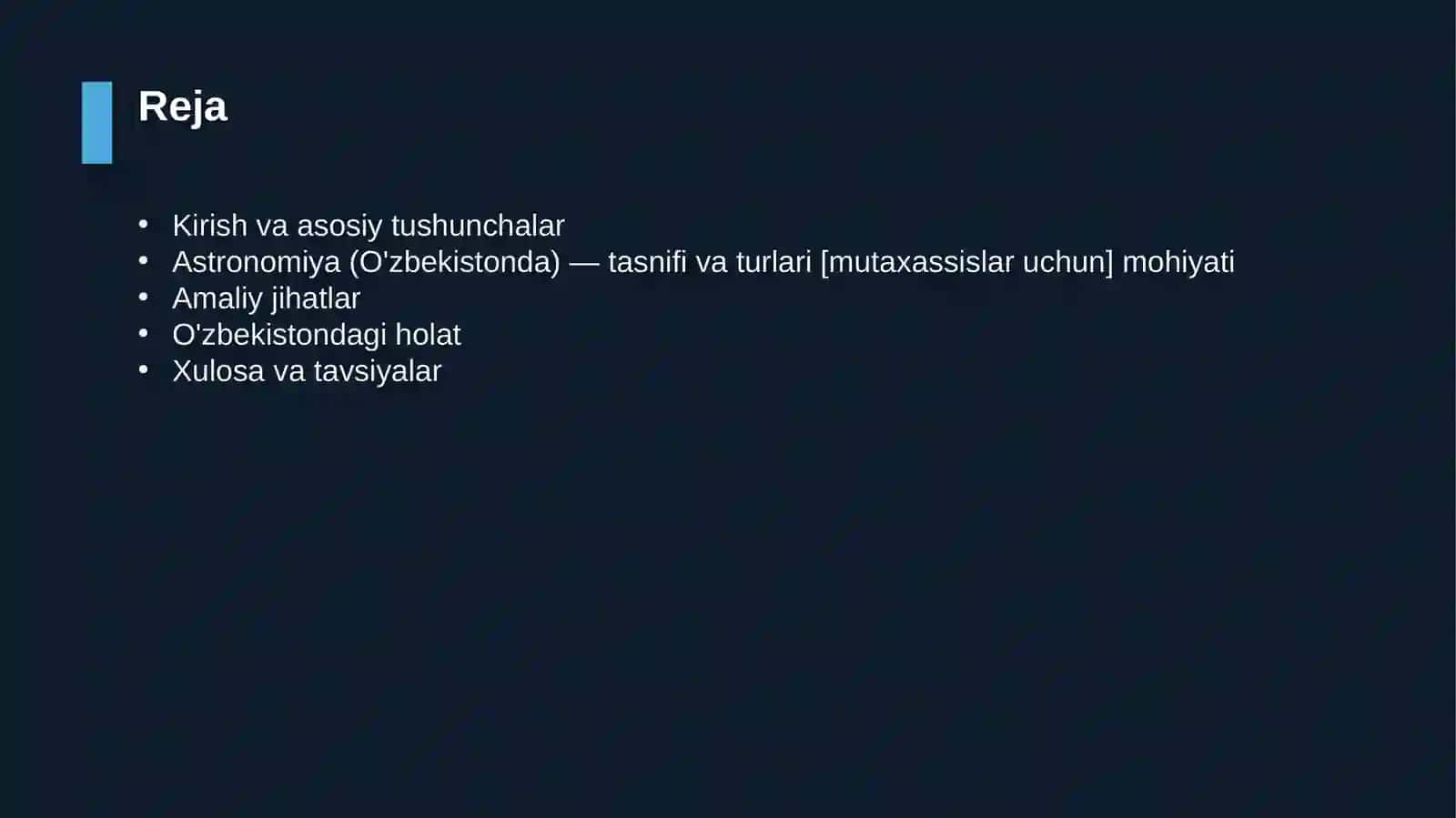 Astronomiya (O'zbekistonda) — tasnifi va turlari [mutaxassislar uchun] 2