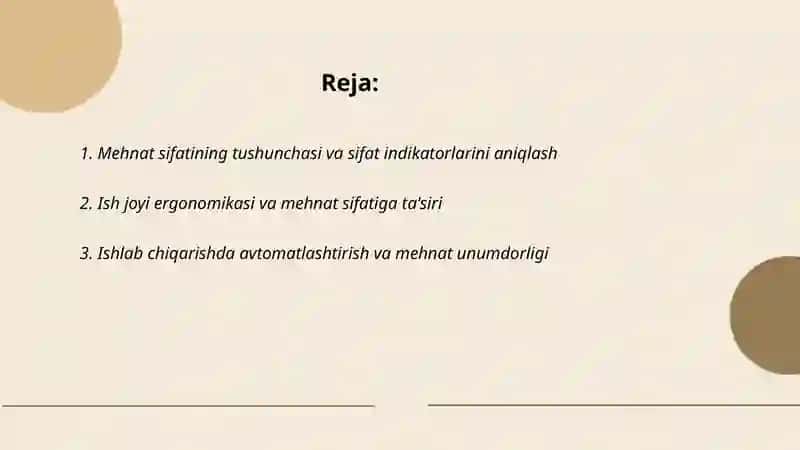 Mehnat sifati va uni ta'minlashning texnologik masalalari 2