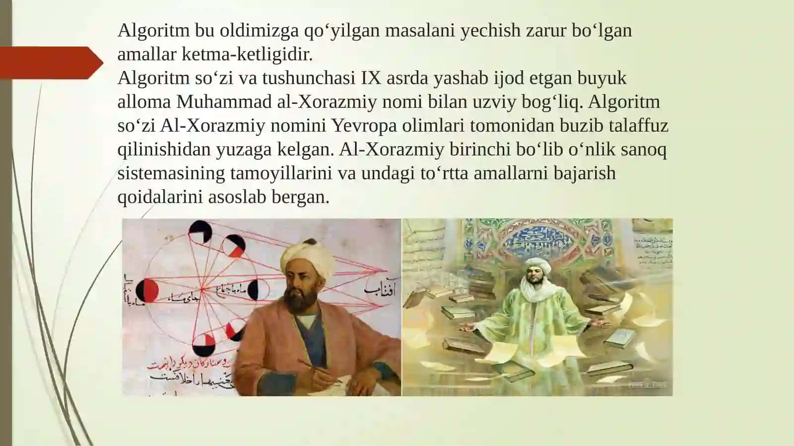 Algoritmlar, algoritmlarning turlari va xossalari. 2