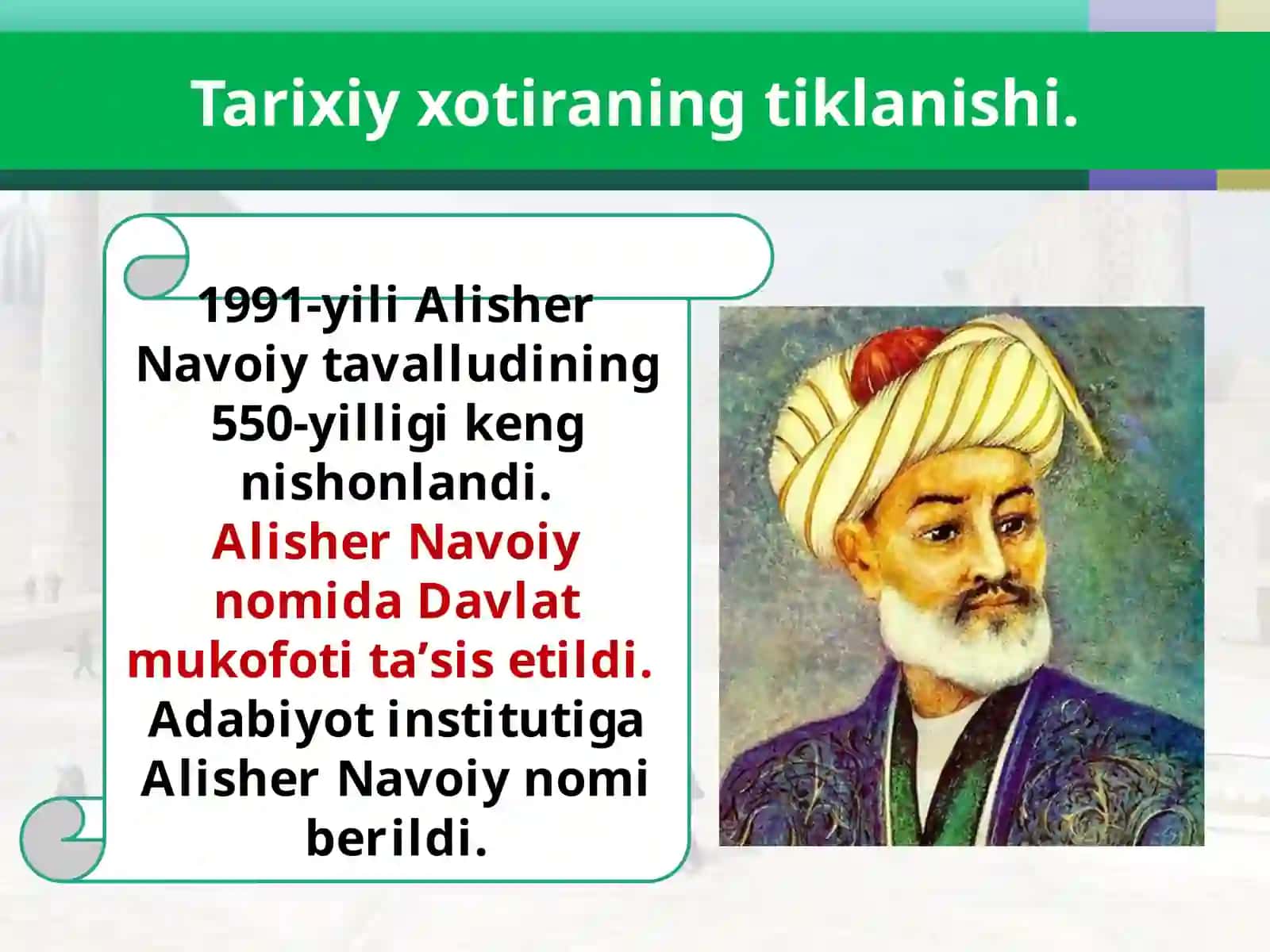 Mustaqillik yillarida O‘zbekistondagi ma’naviy va madaniy taraqqiyot 2