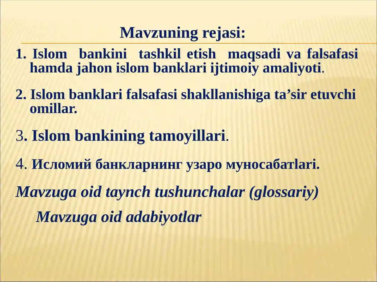 Islombanktizimi, uning elementlari va munosabatlari 2
