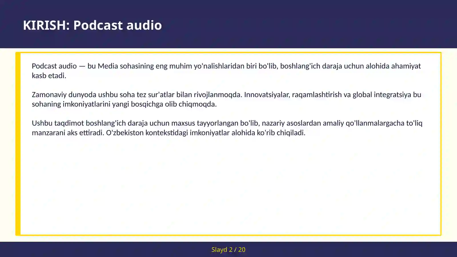 Podcast audio 2