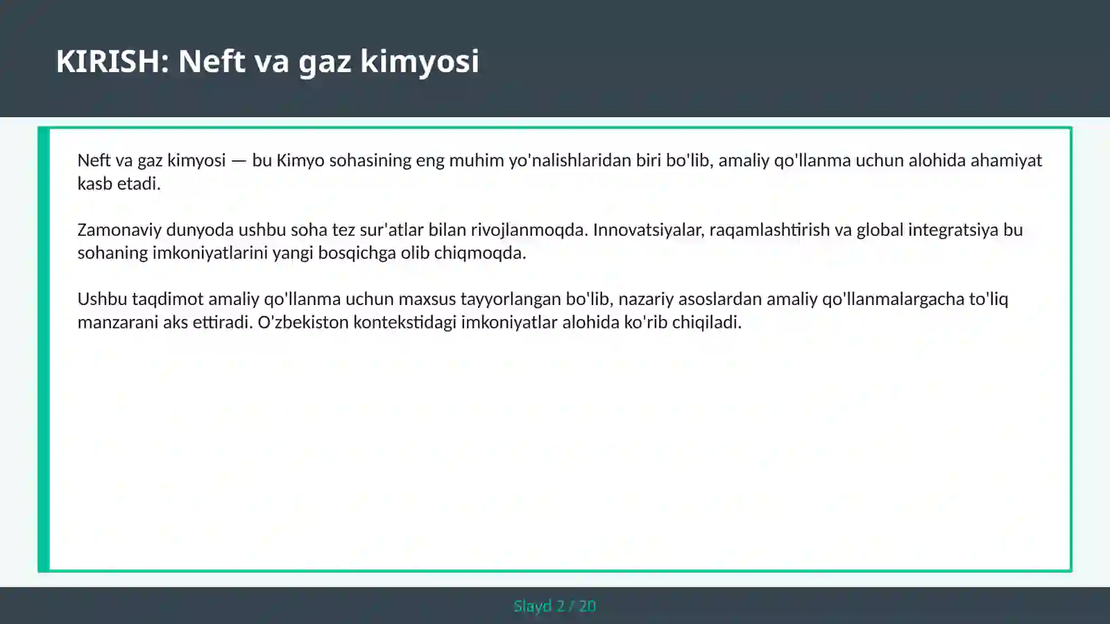 NEFT VA GAZ KIMYOSI 2