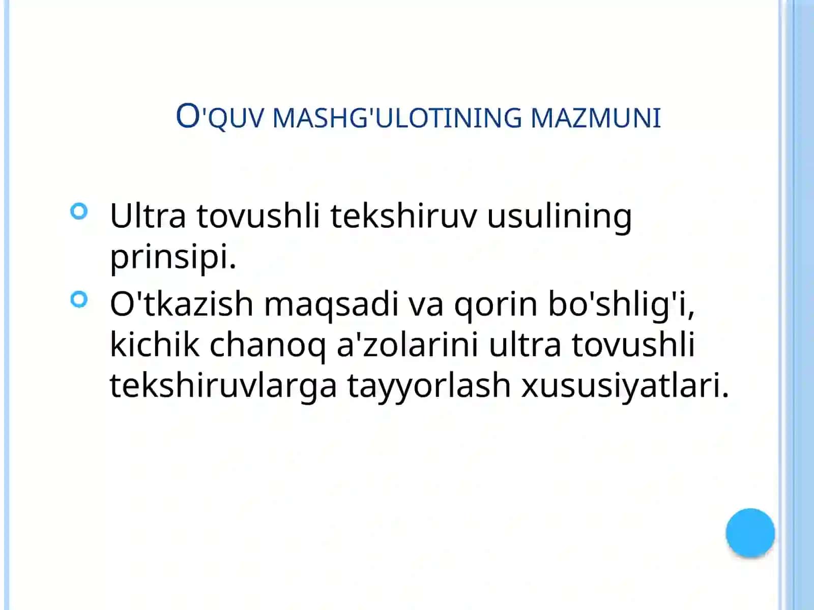 Ultratovushli tekshiruv usullari (UZD) 2