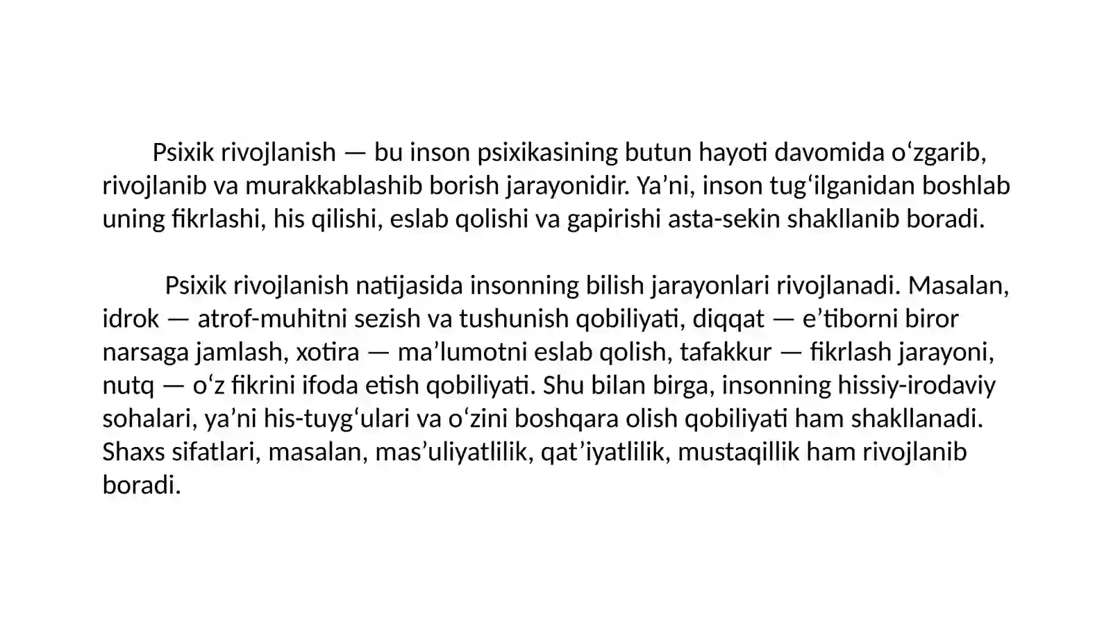 7-mavzu.Psixikrivojlanishiningumumiyvaxususiyqonuniyatlari 2