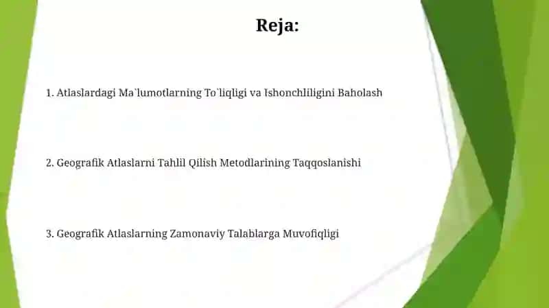 Geografik atlaslarni tahlil qilish va baholash 2