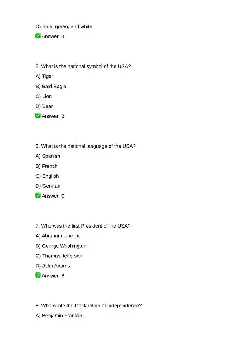 The USA (30 Questions with Answers) 2
