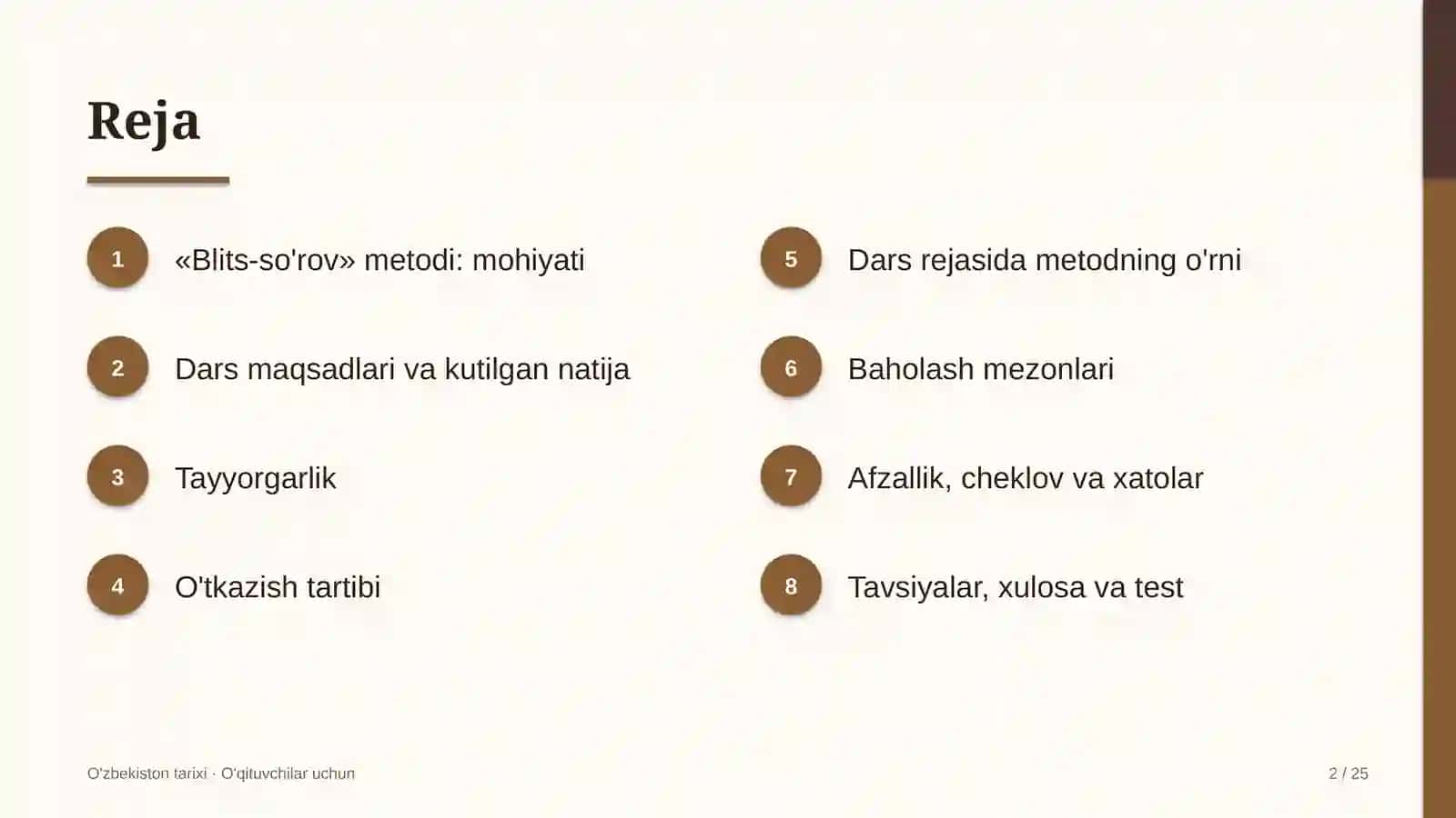 o'zbekiston tarixi darslarida blits so'rov metodidan foydalanish 8699 2