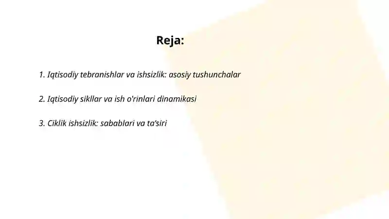 Iqtisodiy tebranishlar va ishsizlik 2