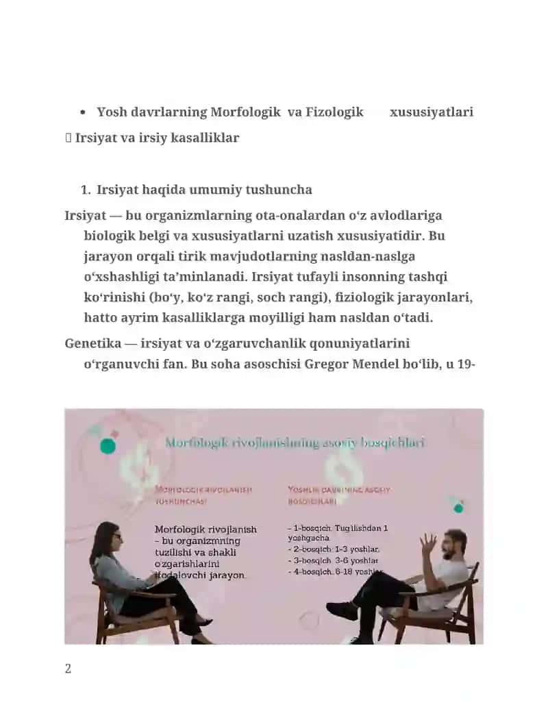 Yosh fizologiyasi va gigiyena fanidan MUSTAQIL TA’LIM 2