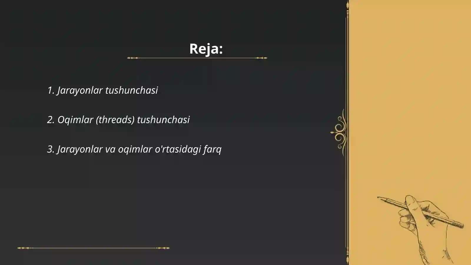 Operatsion tizimlarda jarayonlar va oqimlar(threads)tushunchasi 2