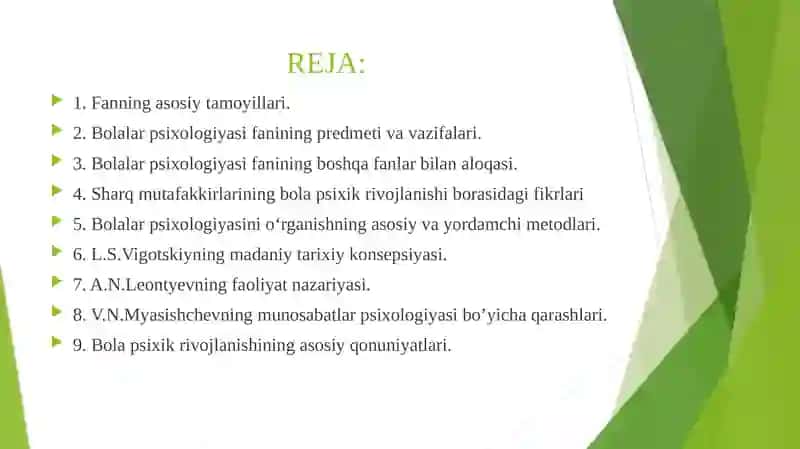 Bolalar psixologiyasi fanining predmeti va metodlari 2