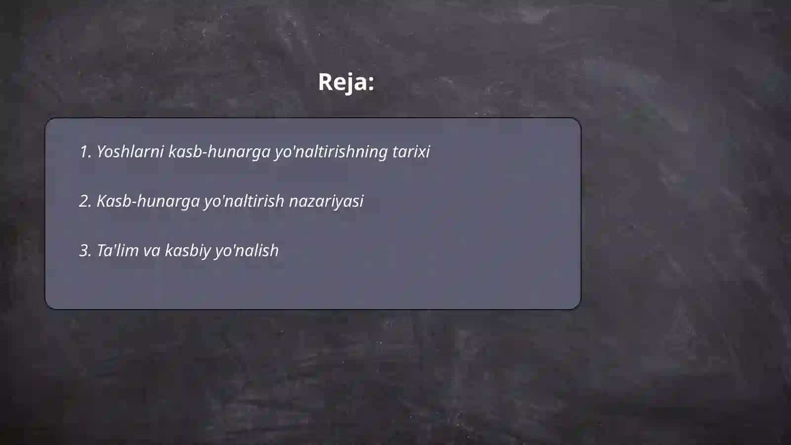Yoshlarni kasb hunarga yo‘naltirishning nazariy shart-sharoitlarifanning mazmuni,maqsadi va vazifalari 2