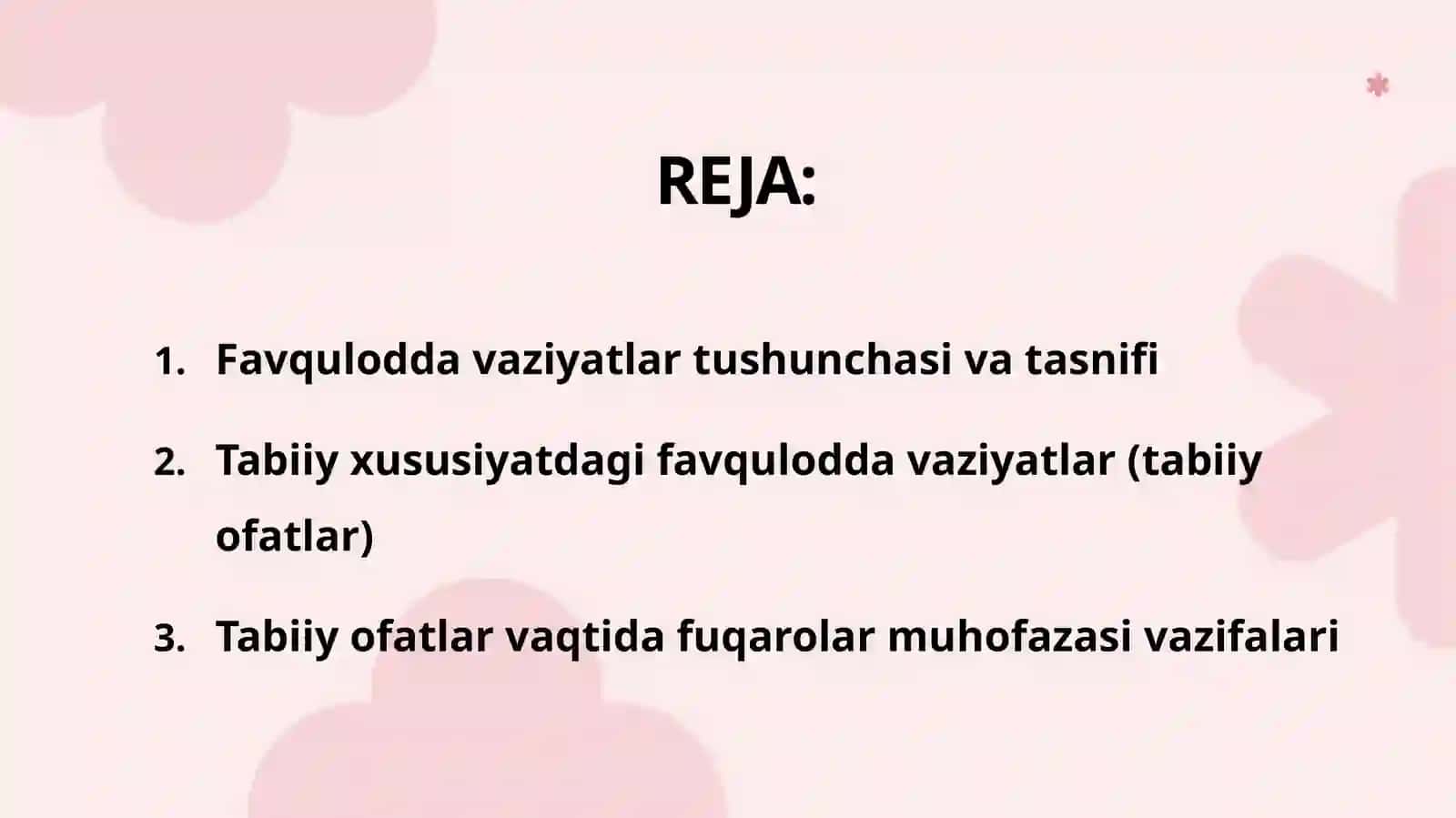 Favquloddavaziyatlarning tasnifi va tabiiy ofatlari paytida fuqarolar muhofazasi vazifalari 2