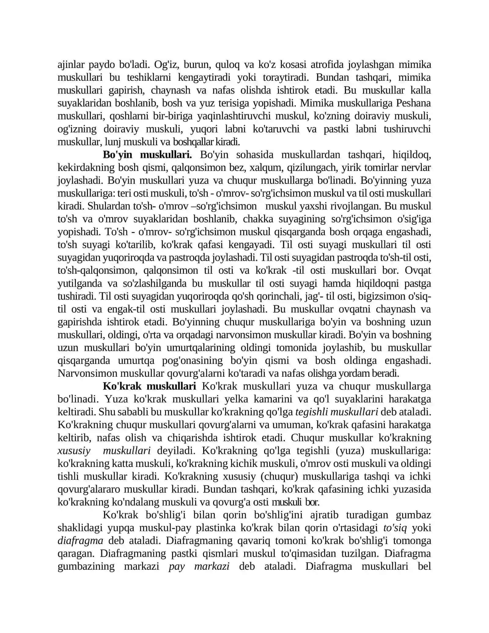 Muskul sistemasi uning tuzilishi va vazifalari 2