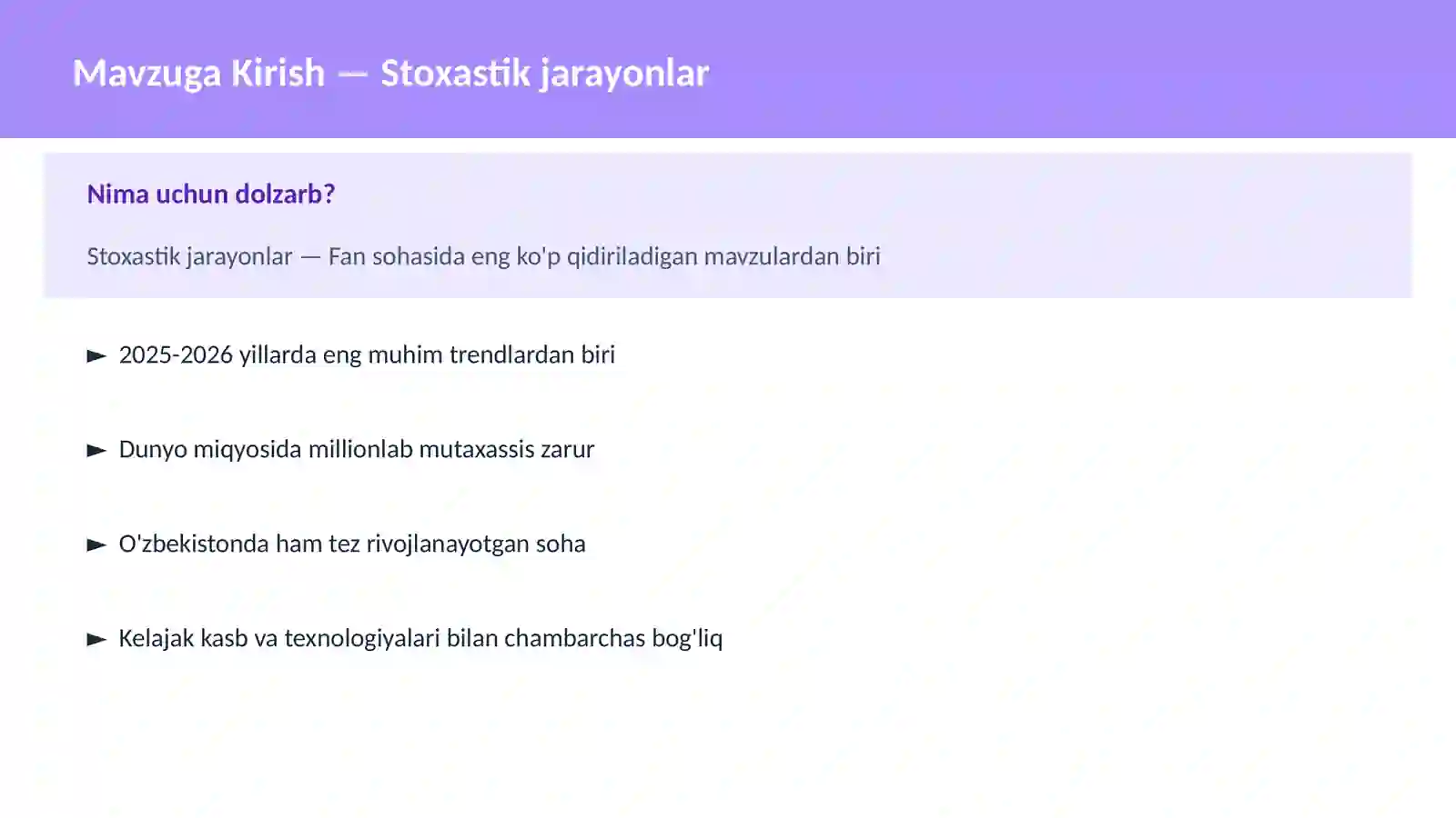 Stoxastik jarayonlar 2