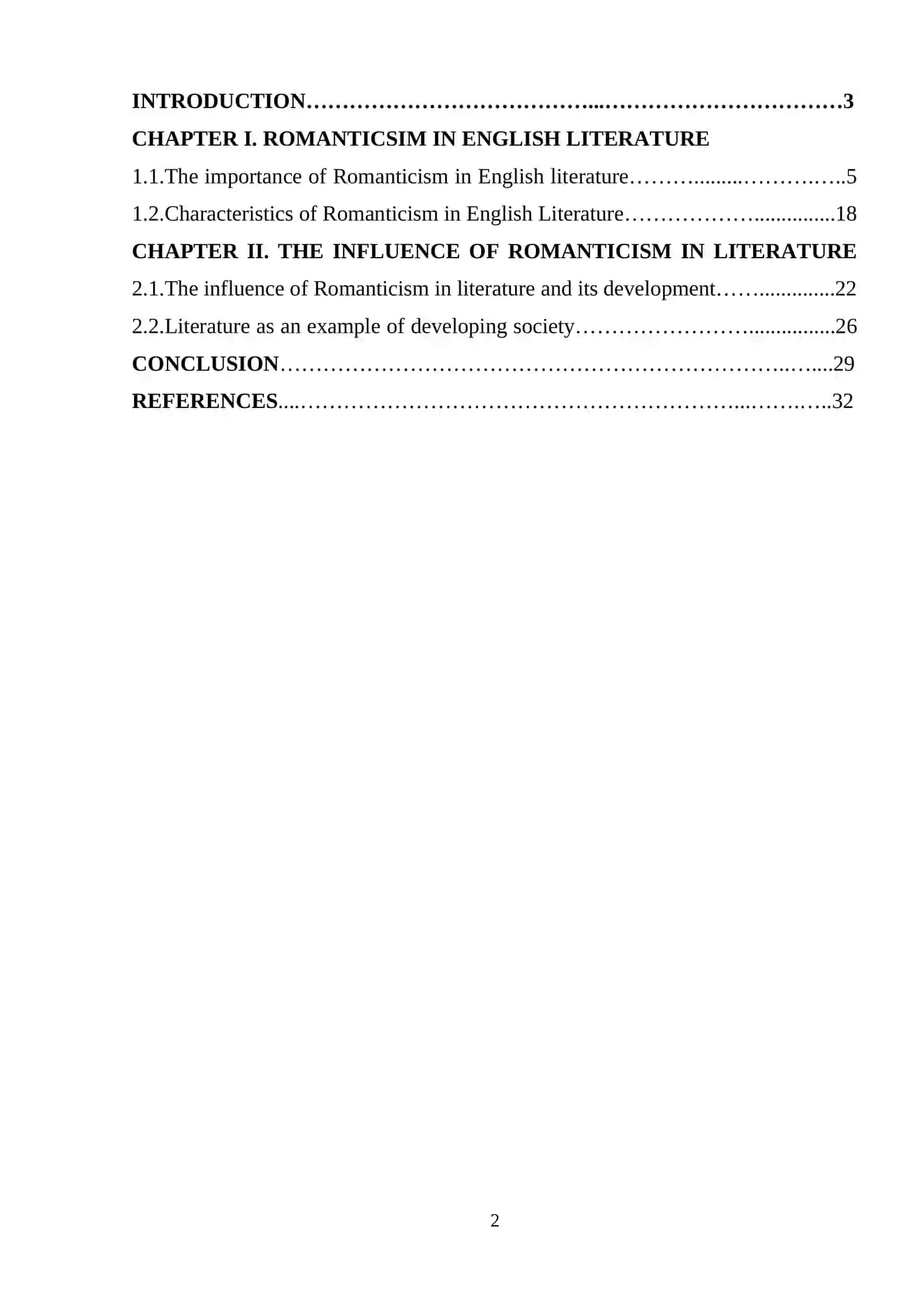 COURSE PAPER "Romanticism movement in England" 2