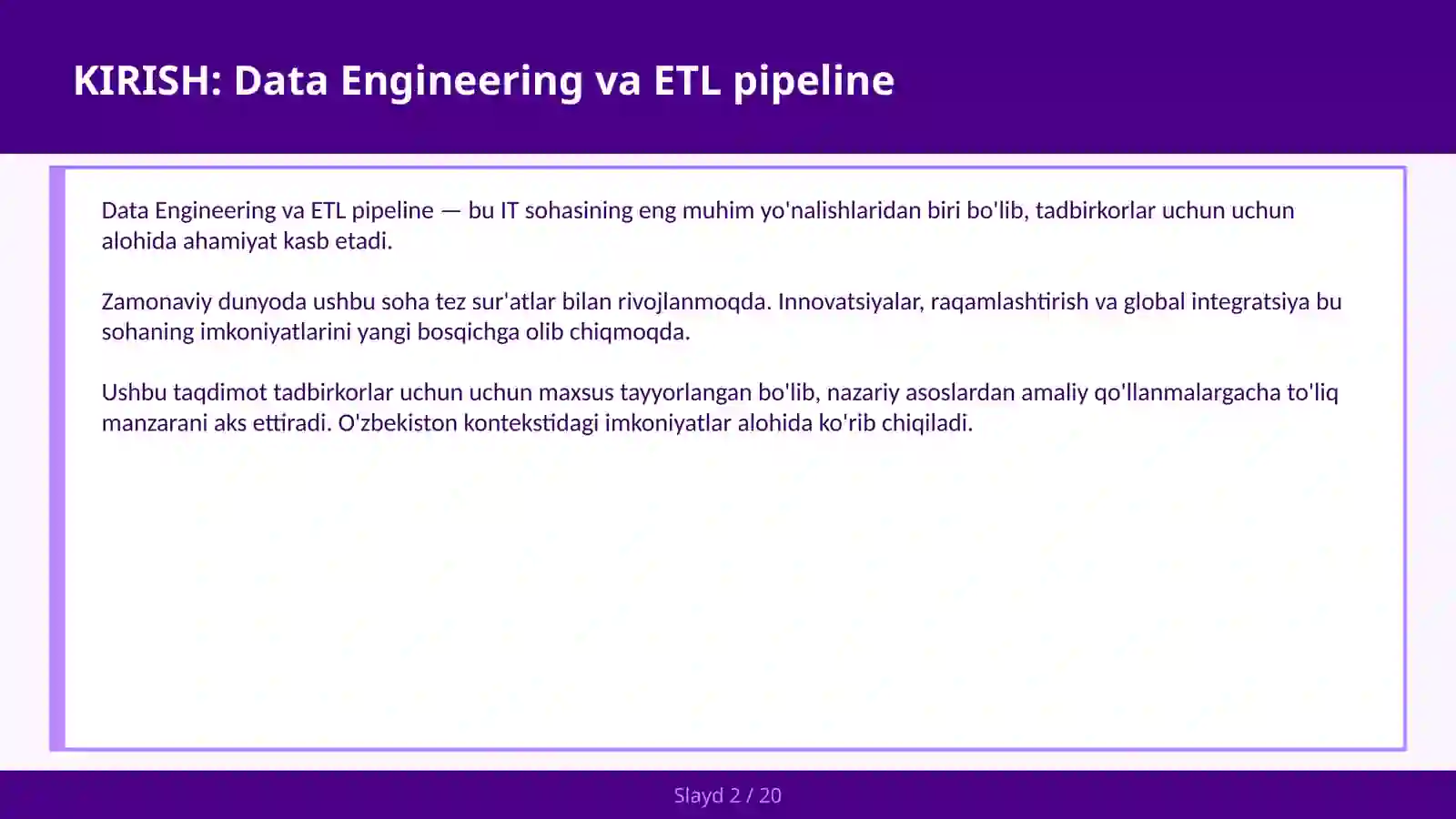 Data Engineering va ETL pipeline 2