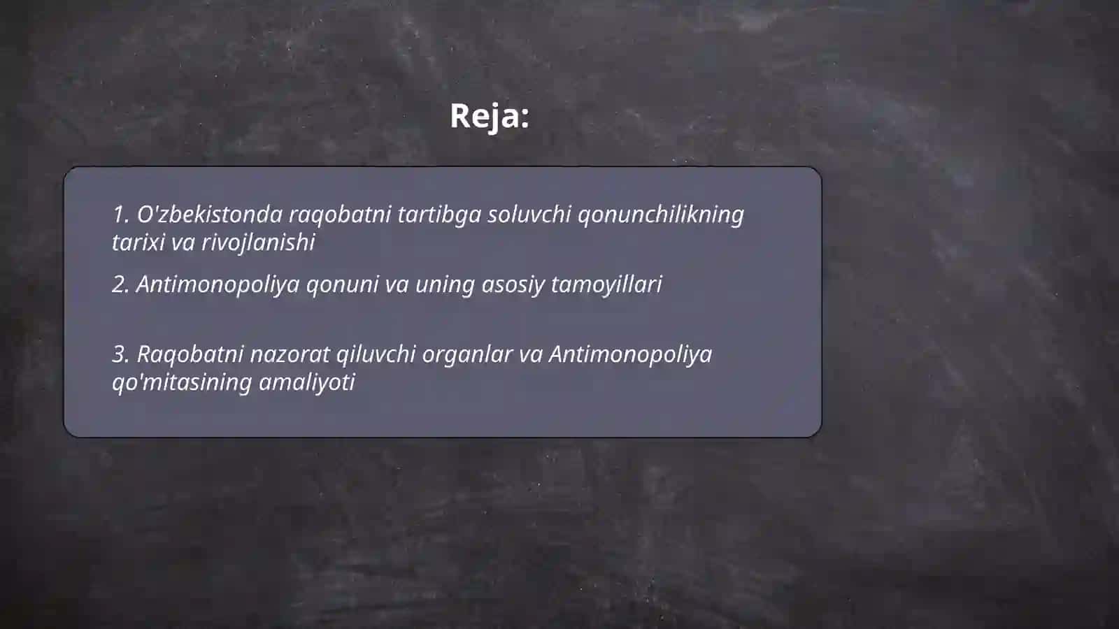 O'zbekistonda raqobatni tartibga soluychi qonunlar va ularning amaldagi ta'siri 2