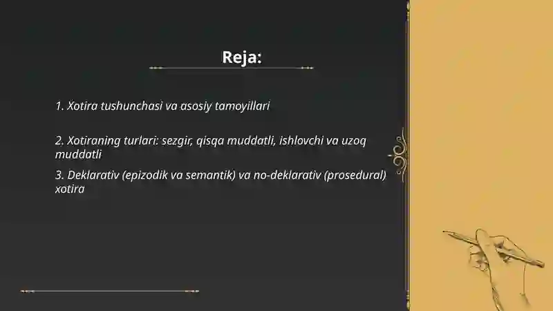 Xotira haqida tushuncha va uning nerv-fiziologik asosi 2