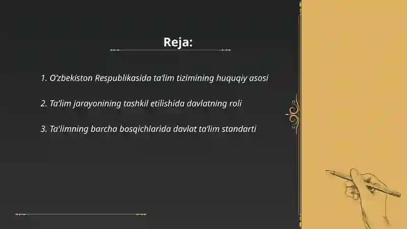 Oʻzbekiston Respublikasi ʼʼTaʼlim toʻgʻrisidagiʼʼ Qonunining mohiyati 2