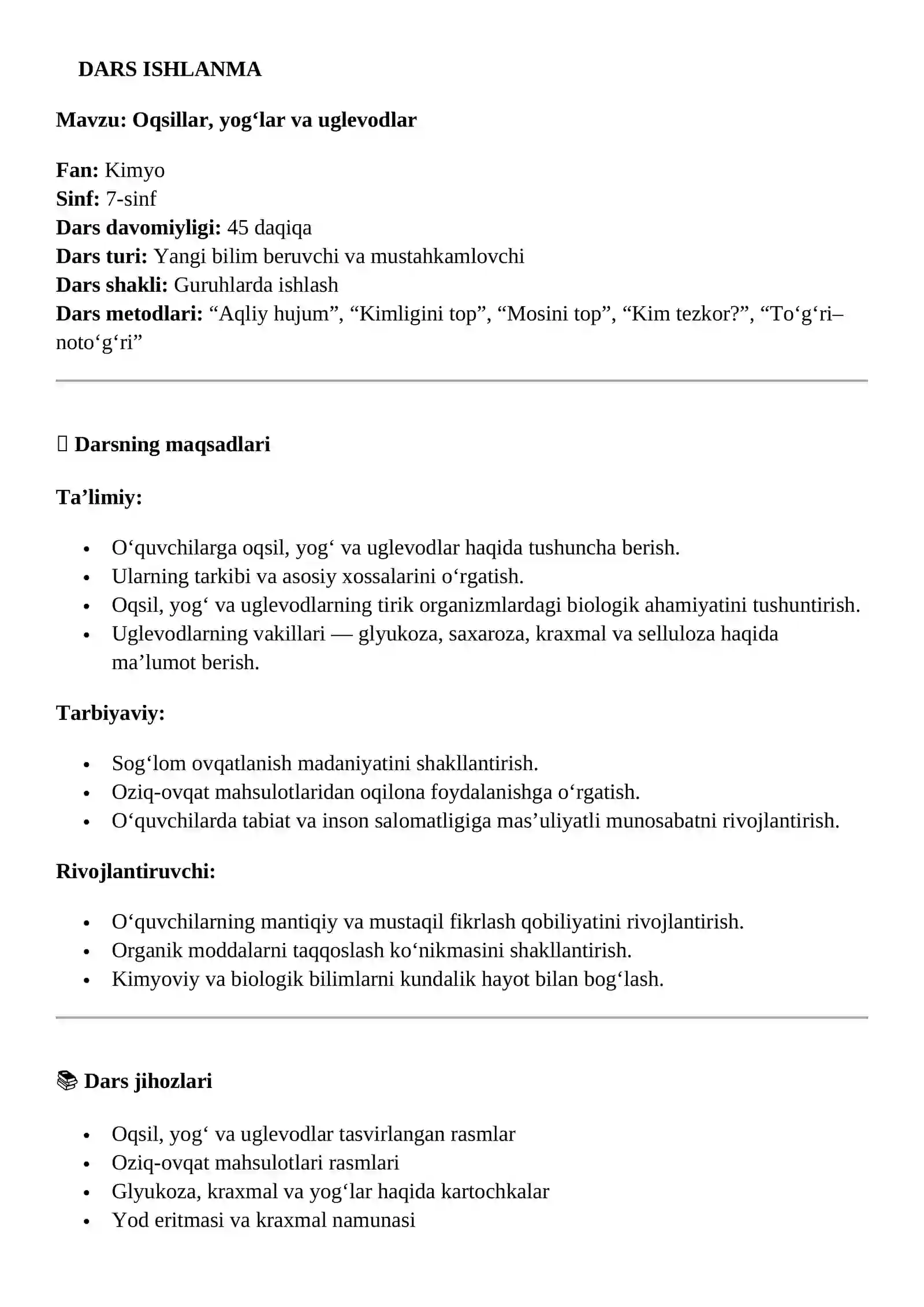 Oqsillar, yog‘lar va uglevodlar ishlanma 2