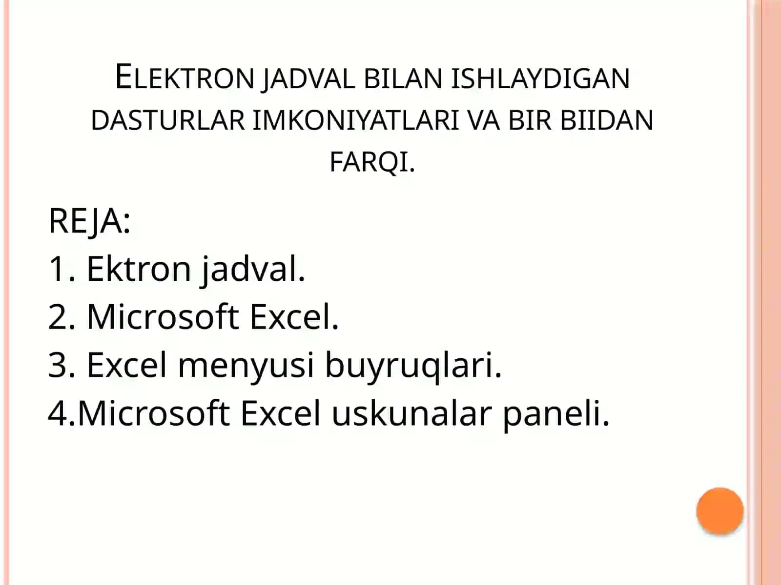 Elektronjadval bilan ishlaydigan dasturlar 2