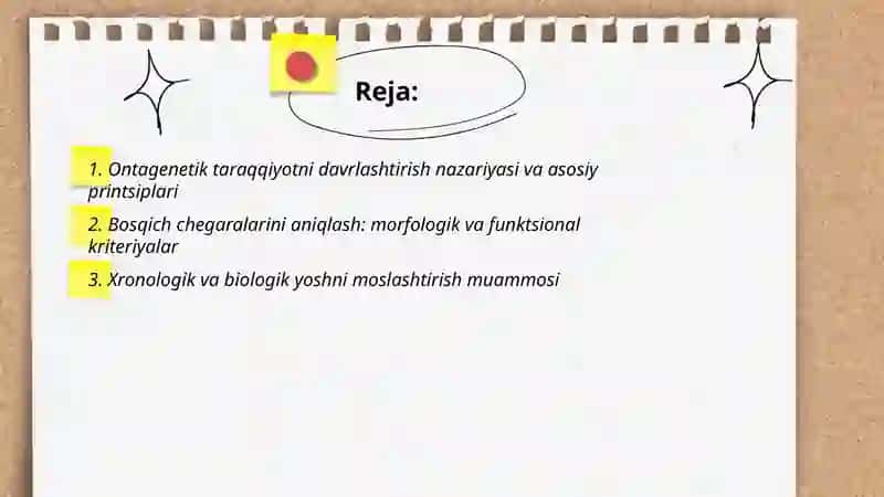 Ontagenetik taraqqiyotni davrlashtirish muammosi 2