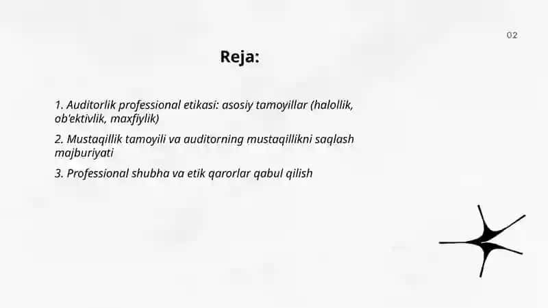 Auditorlik professional etikasi va auditorning huquqiy javobgarligi 2