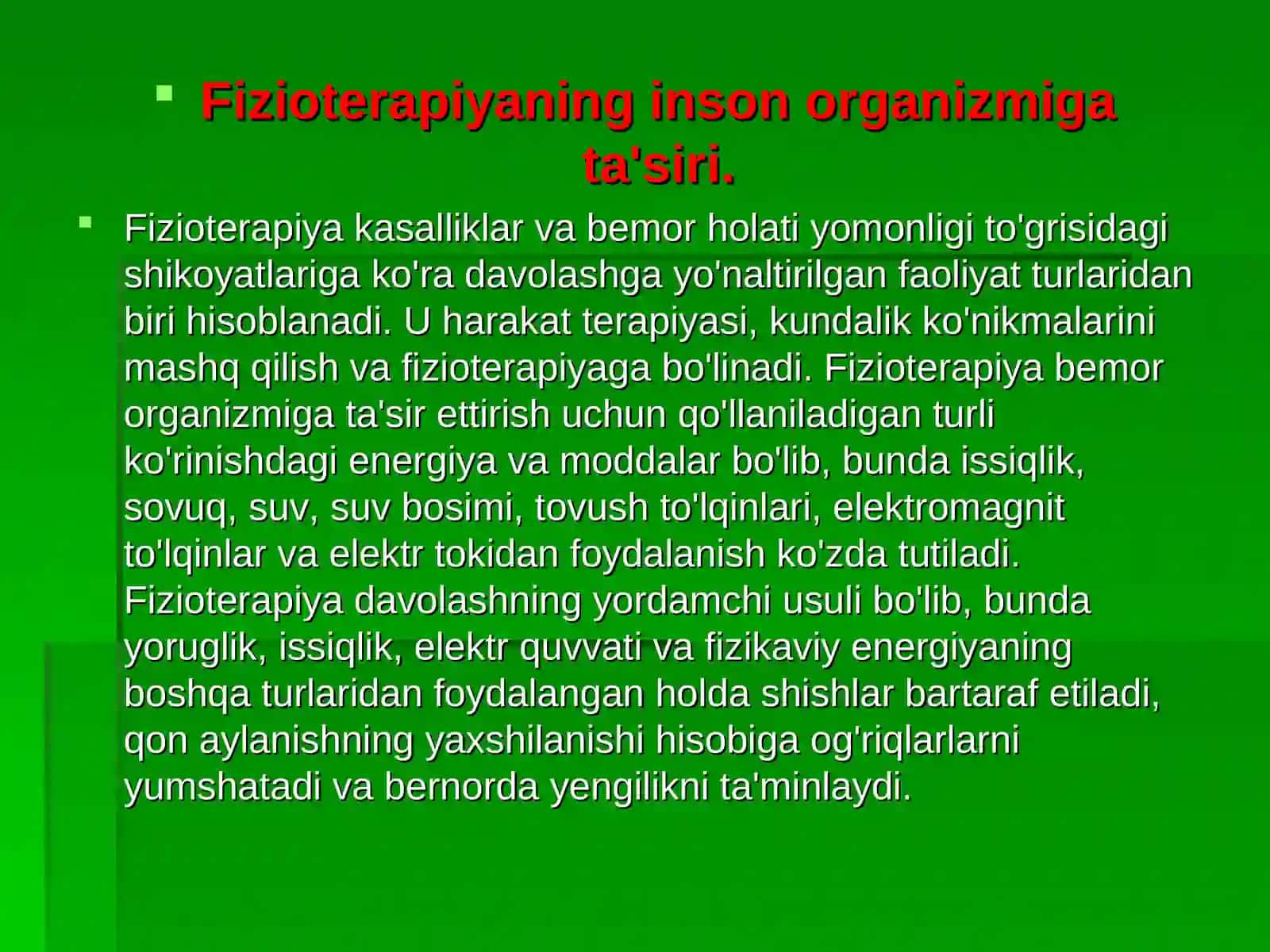 Soddalashtirilgan fizioterapevtik muolajalarinio’tkazish 2