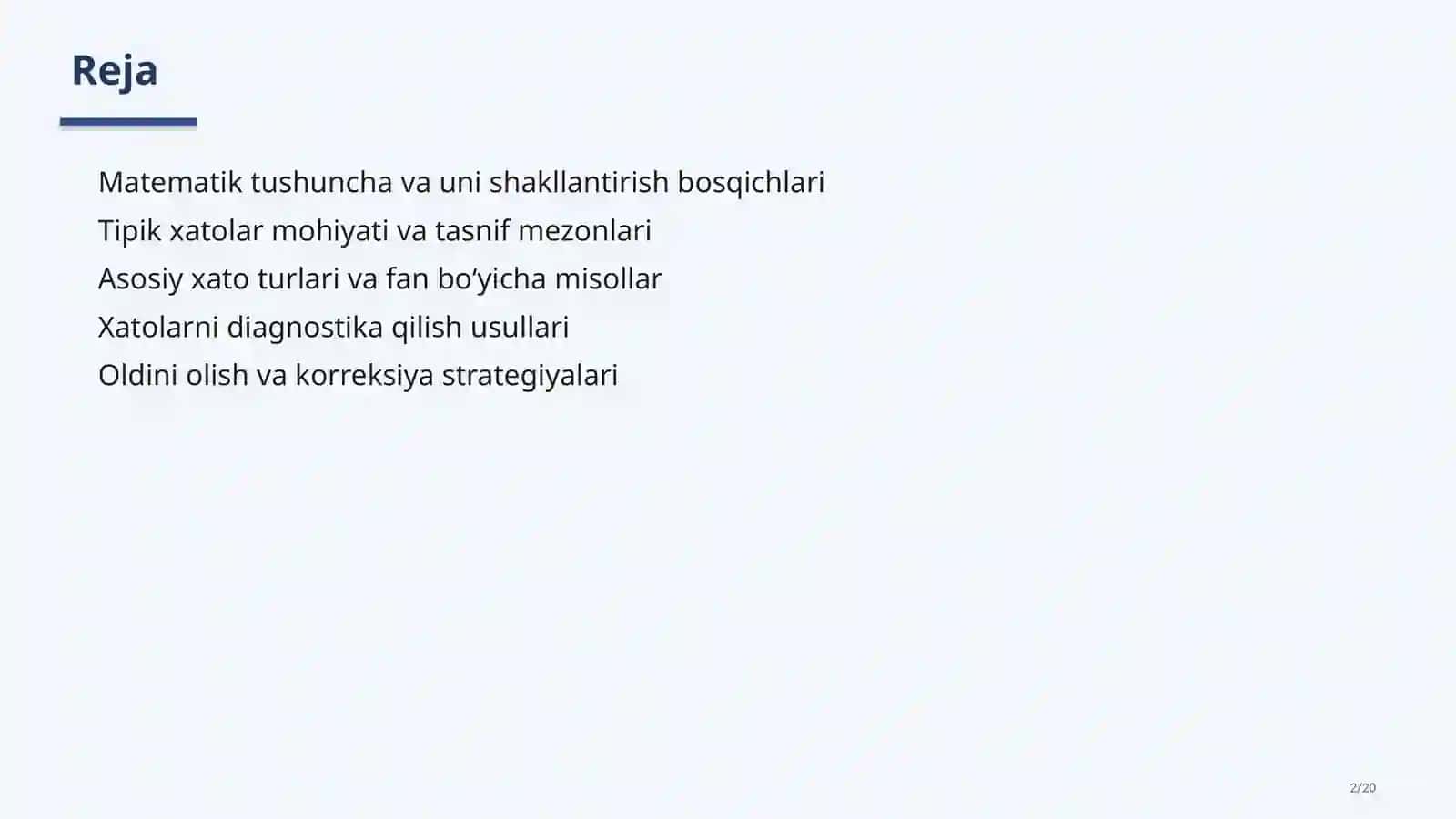 Matematik tushunchalarni shakllantirishdauchraydigan tipik xatolar tasnifi 2