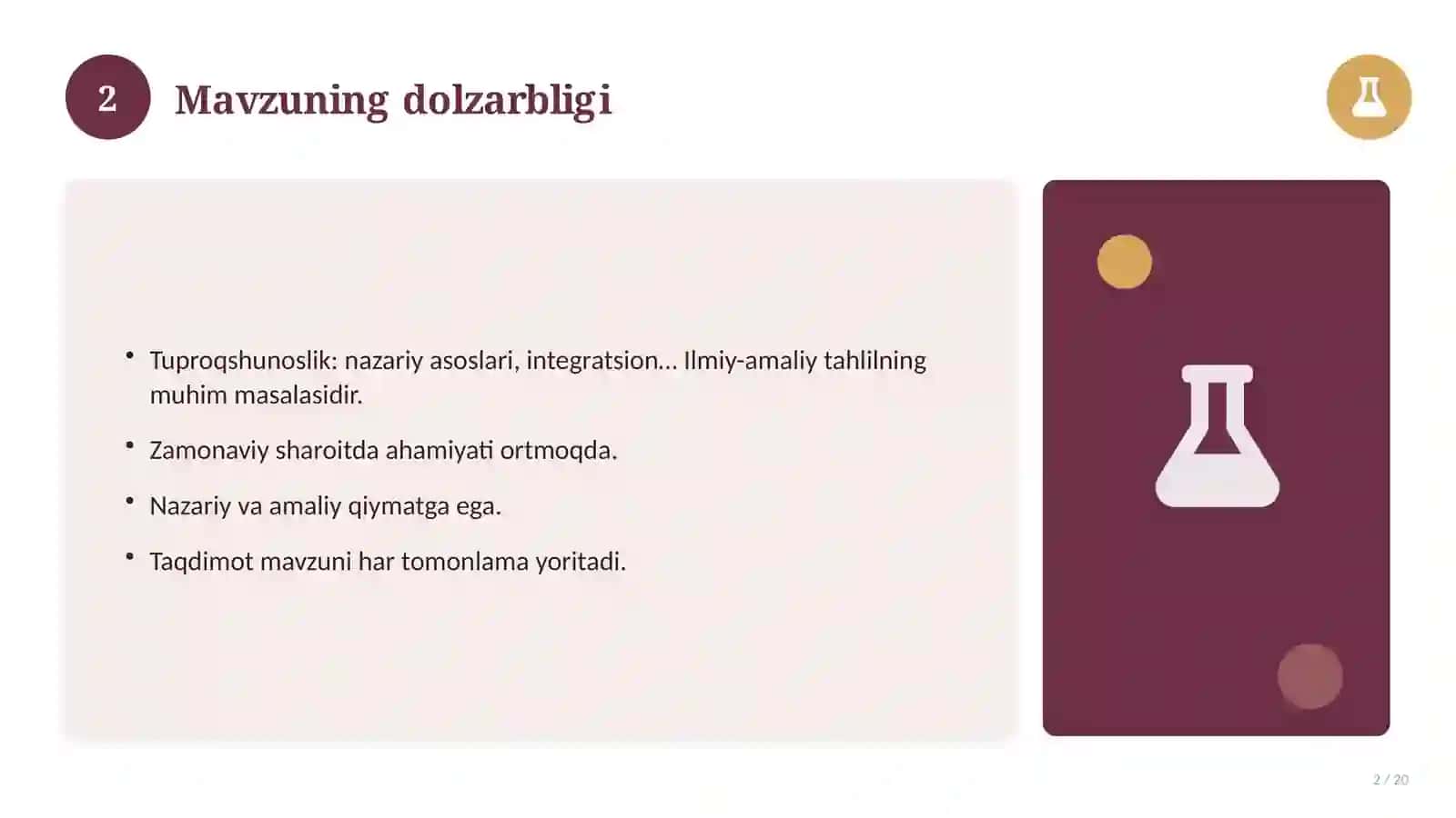 Tuproqshunoslik: nazariy asoslari, integratsion yondashuvda (Magistrlik dissertatsiyasi mavzusi) 2
